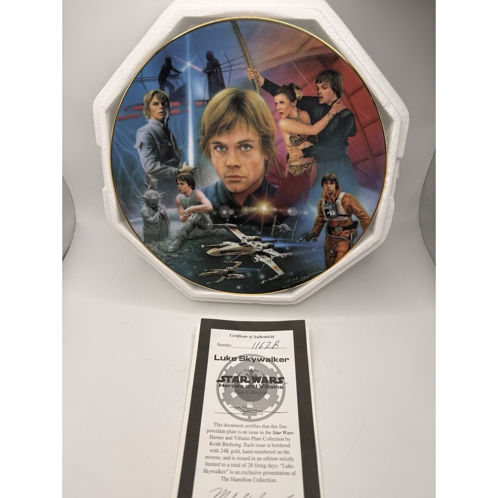 Luke Skywalker  Star Wars Hamilton Collection Plate Heroes and Villains COA